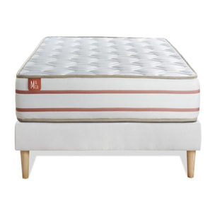 Ensemble Matelas Le Doux - 24cm - Mémoire de forme - Zéro transfert de mouvement - Sommier Tapissier Blanc