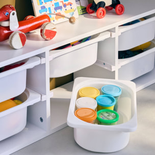 Meuble de rangement pour enfant. blanc. 6 bacs en plastique