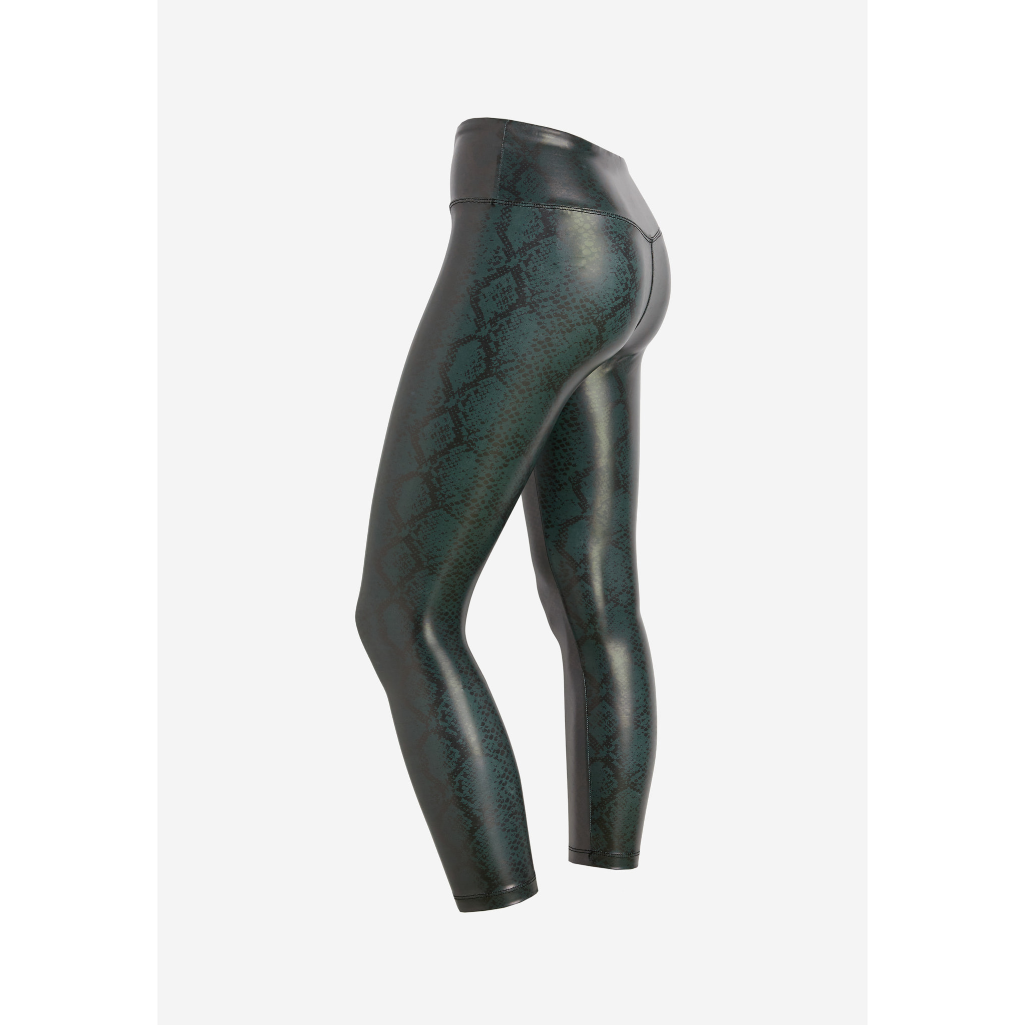 Leggings vita alta 7/8 in tessuto coated effetto snake