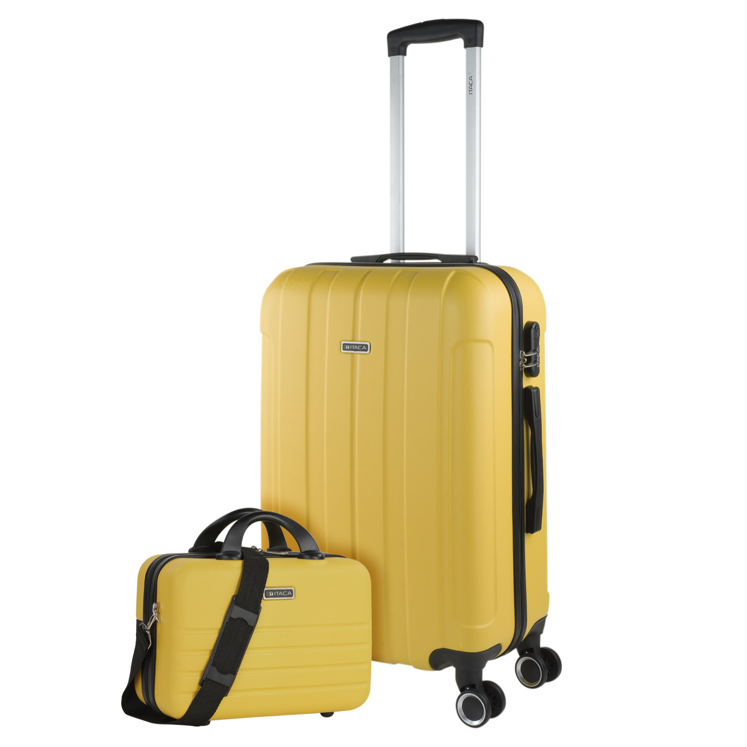 Trolley Mediano 60 Cms  Y Neceser Itaca Diamond Amarillo