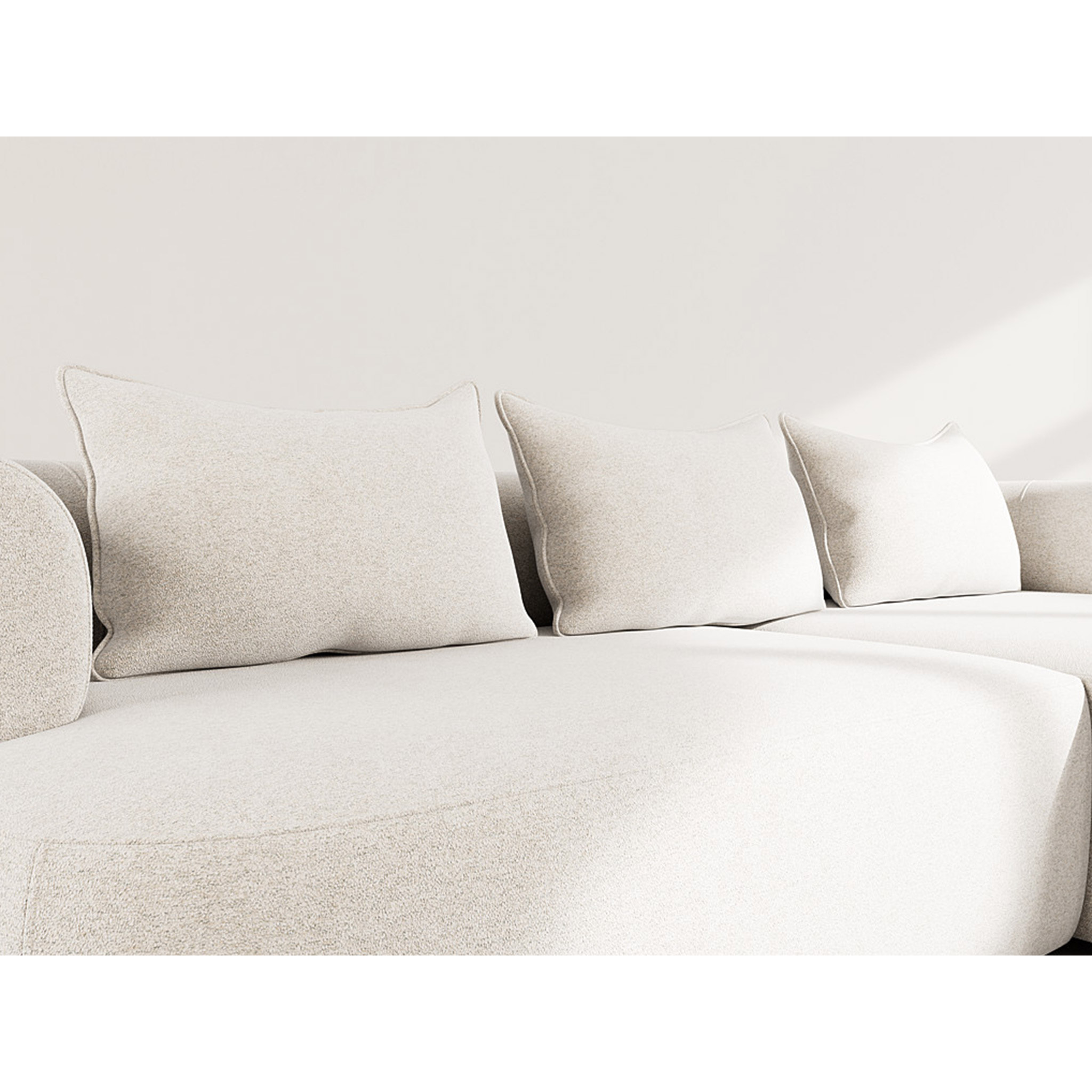 Angela - canapé d'angle droit 4 places en velours texturé - Beige