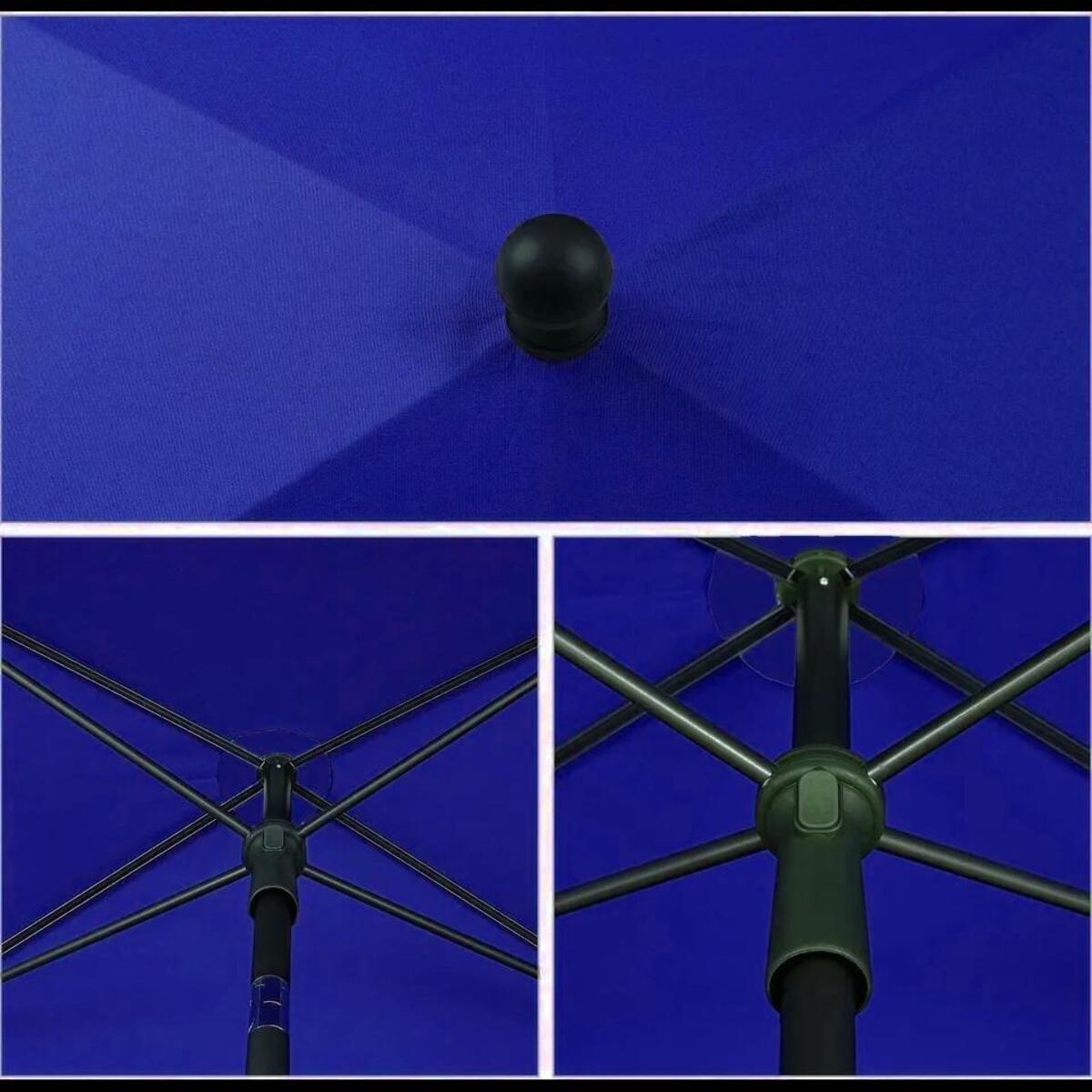 Ombrellone Rettangolare Da Giardino Parasole Balcone Inclinazione Regolabile Anti UV Impermeabile Per Mare Spiaggia Piscina Terrazzo 198x125 Cm Blu