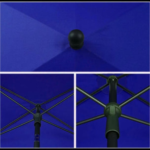 Ombrellone Rettangolare Da Giardino Parasole Balcone Inclinazione Regolabile Anti UV Impermeabile Per Mare Spiaggia Piscina Terrazzo 198x125 Cm Blu