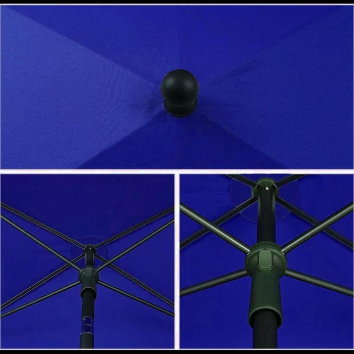 Ombrellone Rettangolare Da Giardino Parasole Balcone Inclinazione Regolabile Anti UV Impermeabile Per Mare Spiaggia Piscina Terrazzo 198x125 Cm Blu