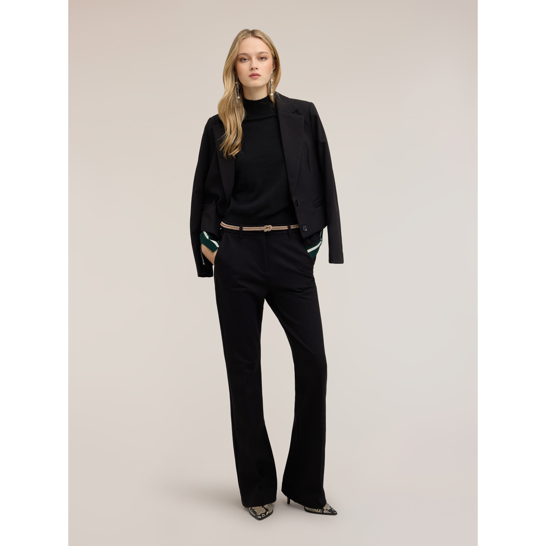 Motivi - Pantaloni flare in punto milano - Nero