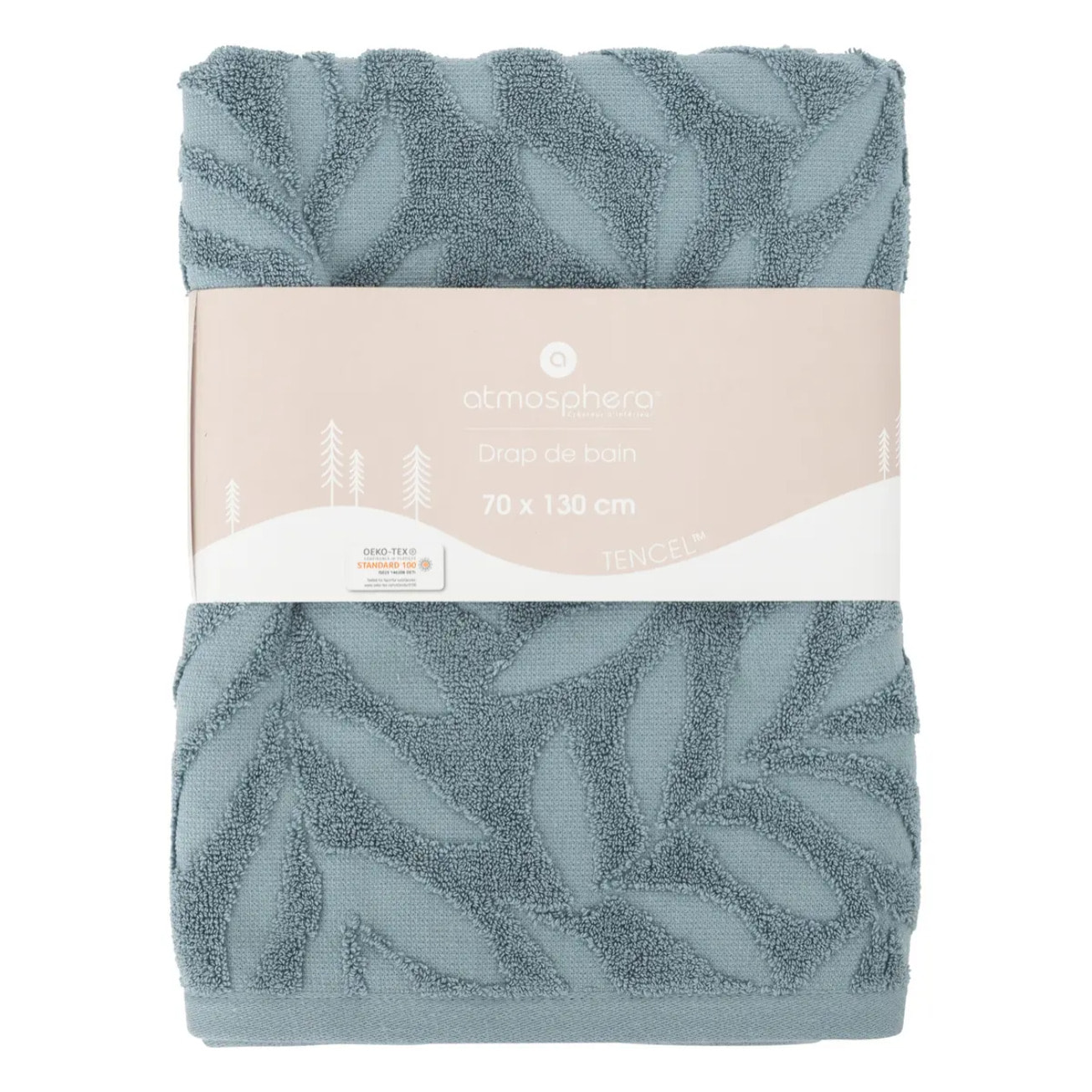 Drap de douche "Cisel" - coton - bleu - 70x130 cm