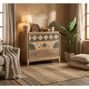 Cómoda de Madera de Mango 91 Cm Estilo Boho Ethnic