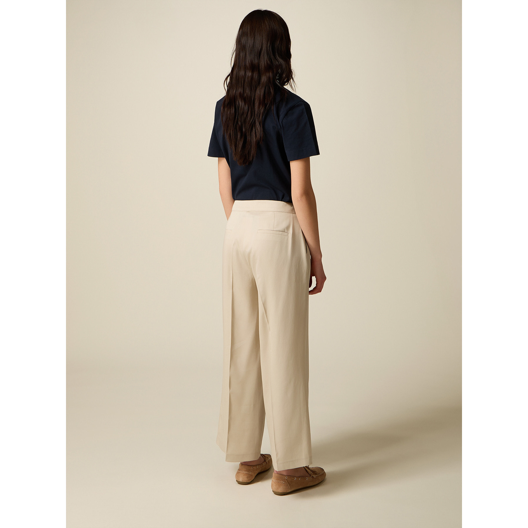 Oltre - Pantaloni cropped in lyocell - Beige