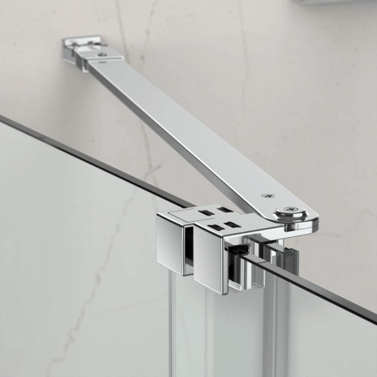 X-MOTION 120x200cm Paroi en verre coulissante Crystal Glass® 8 mm anticalcaire, avec bras et profilés chrome brillant (SATBWIXM1