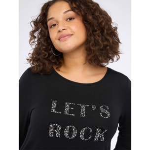 Fiorella Rubino - T-shirt in jersey con scritta in strass - Nero