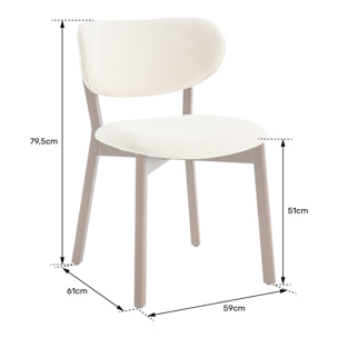 Lot de 2 chaises en bois clair et tissu boucle beige AURA