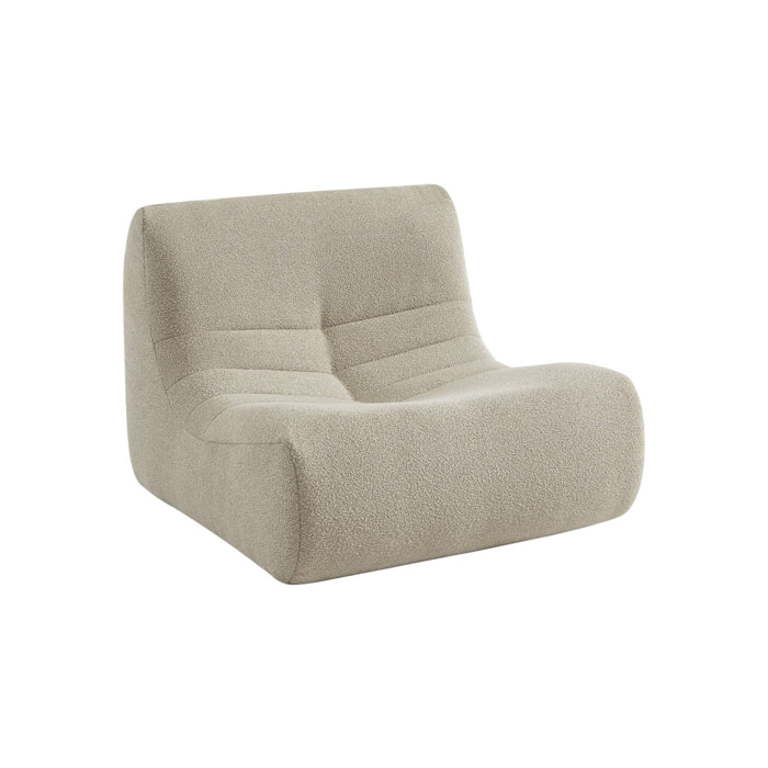 Fauteuil chauffeuse en bouclette texturée beige style contemporain 1 place
