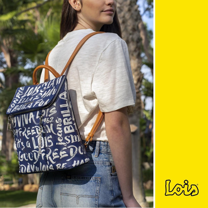 Bolso Mochila Mujer Lois Words Azul Marino