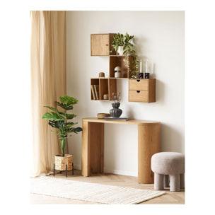 Mensola da parete con sportello Townsville in rovere massiccio 30x18x30 cm