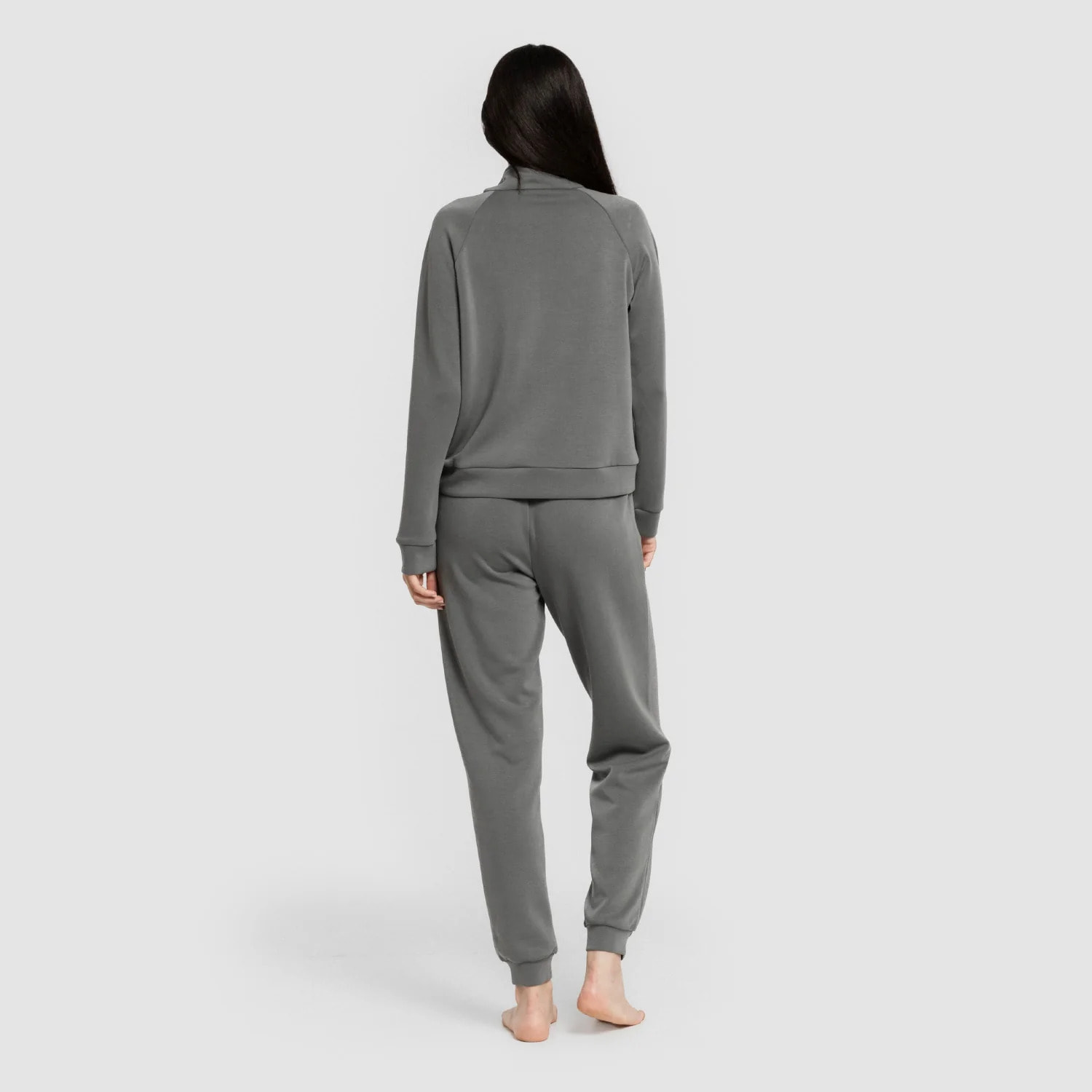 Felpa con mezza zip in stile modal da donna acquamarina