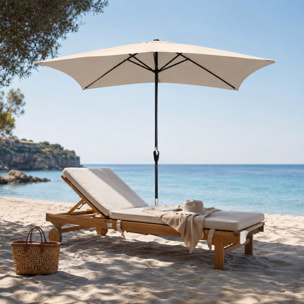 Ombrellone Rettangolare 3x2 M Da Giardino Parasole Per Balcone Con Air Vent Apertura A Manovella Anti UV Idrorepellente Mare Spiaggia Piscina Beige
