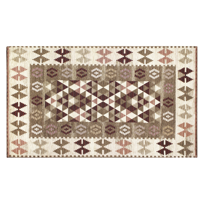 TAPPETO ARREDO DIS.KILIM COL.FANGO 80X150 CM CON ANTISCIVOLO MADE IN ITALY