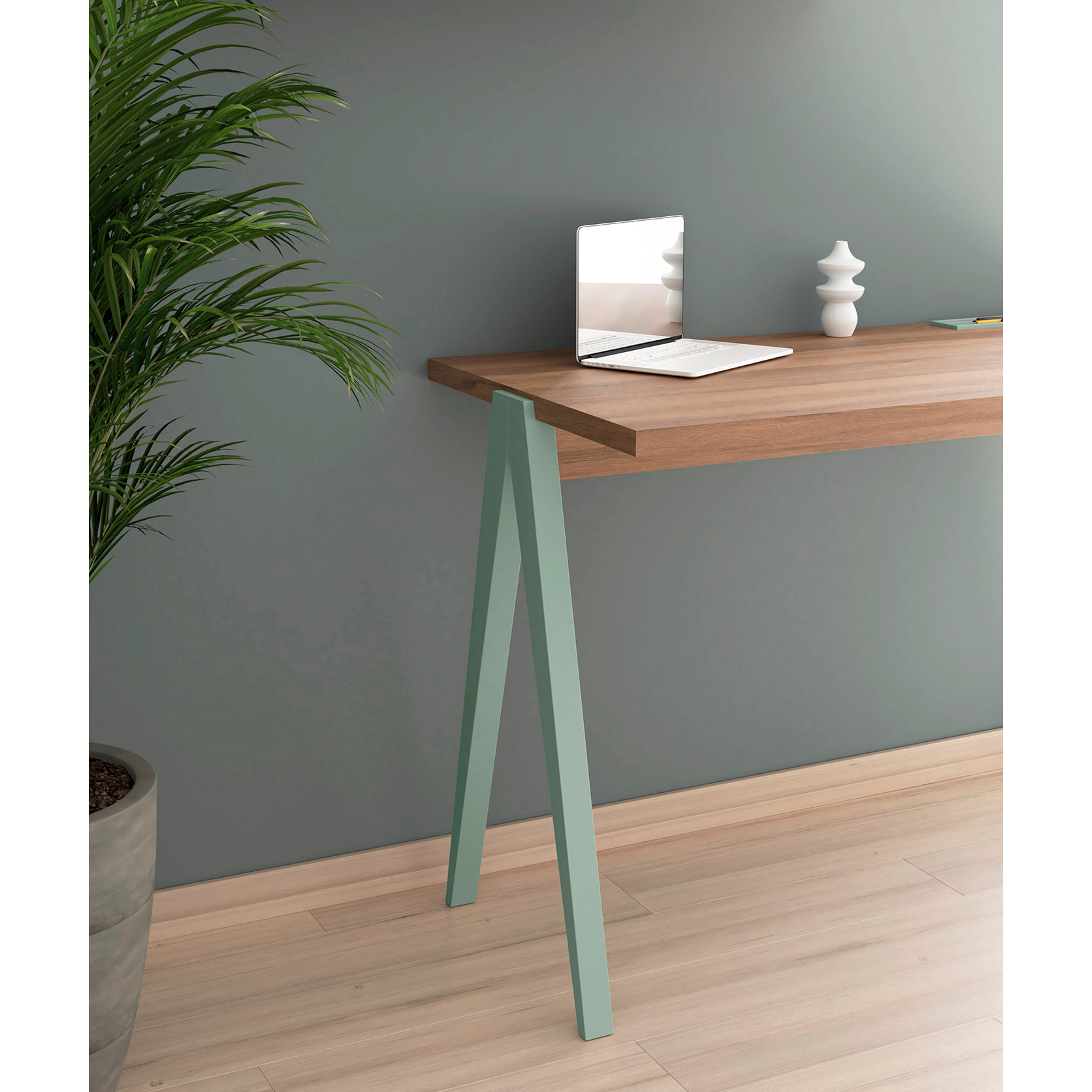 Escritorio Colmar nogal y verde 78x107x49 cm