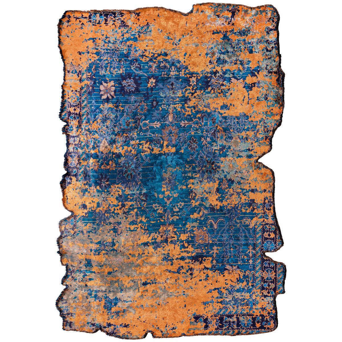 ATINOU Tapis salon kilim, Forme originale, Tissé à la main