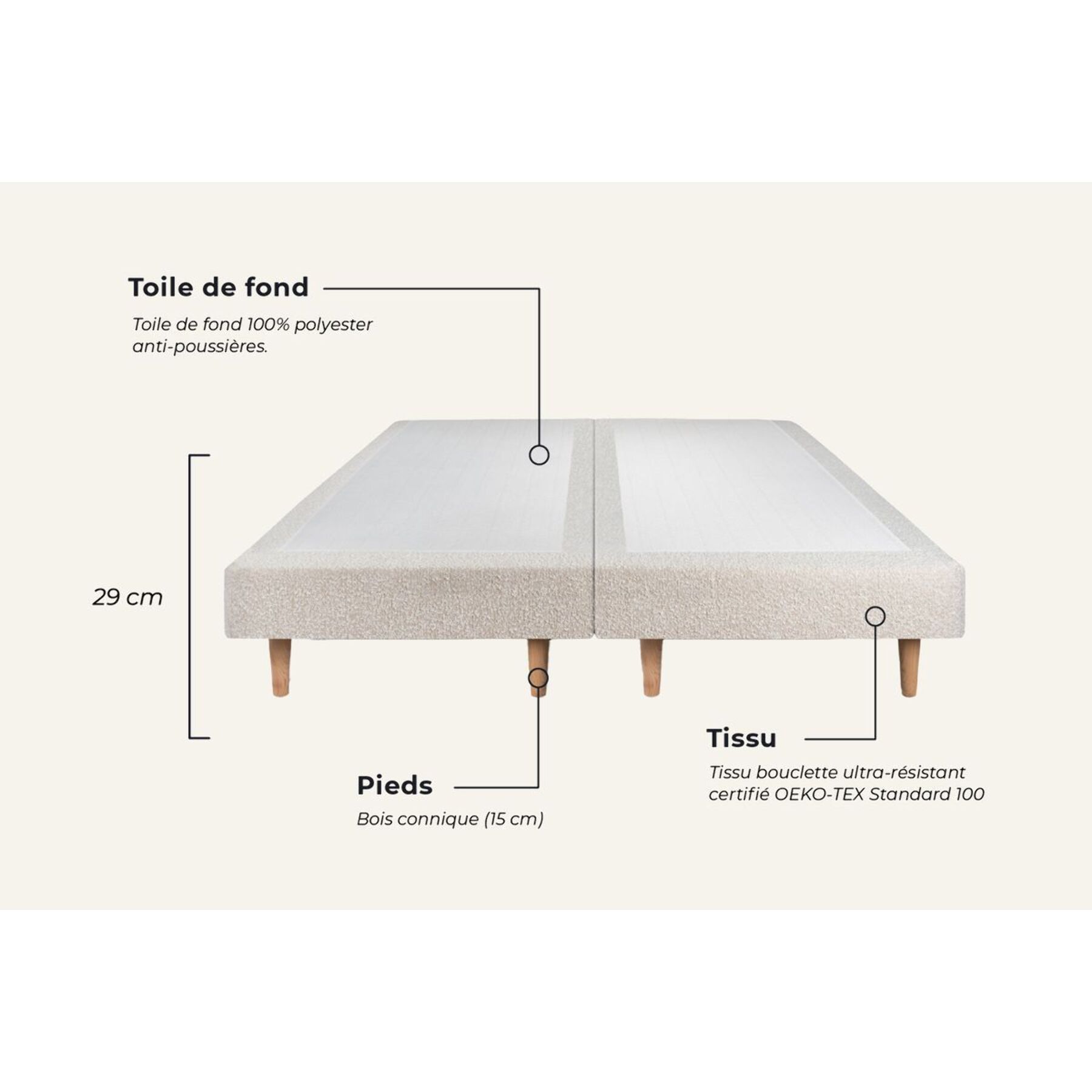 Ensemble 2p - Matelas Ressorts ensachés et mémoire de forme - Maxi Epaisseur : 26cm - Double Sommiers - Confort : Équilibré - Bouclette - Windsor