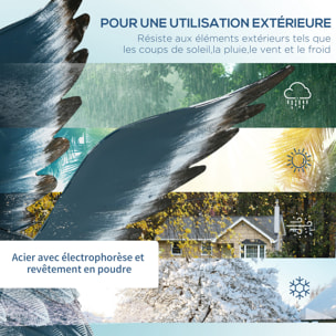 Lot de 2 statues de jardin hérons H. 74/70 cm acier bleu blanc