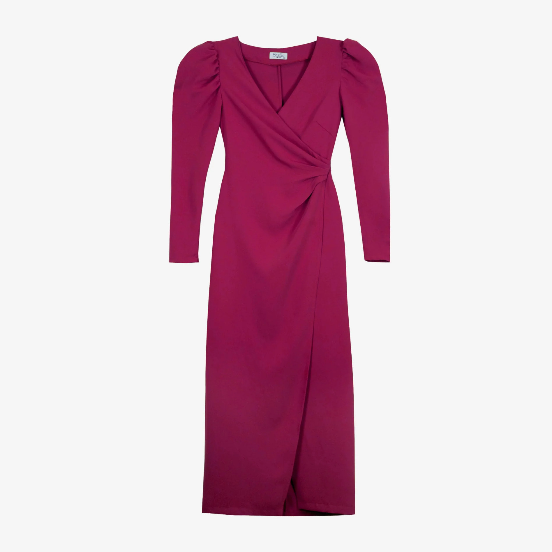 Vestido midi cruzado manga larga
