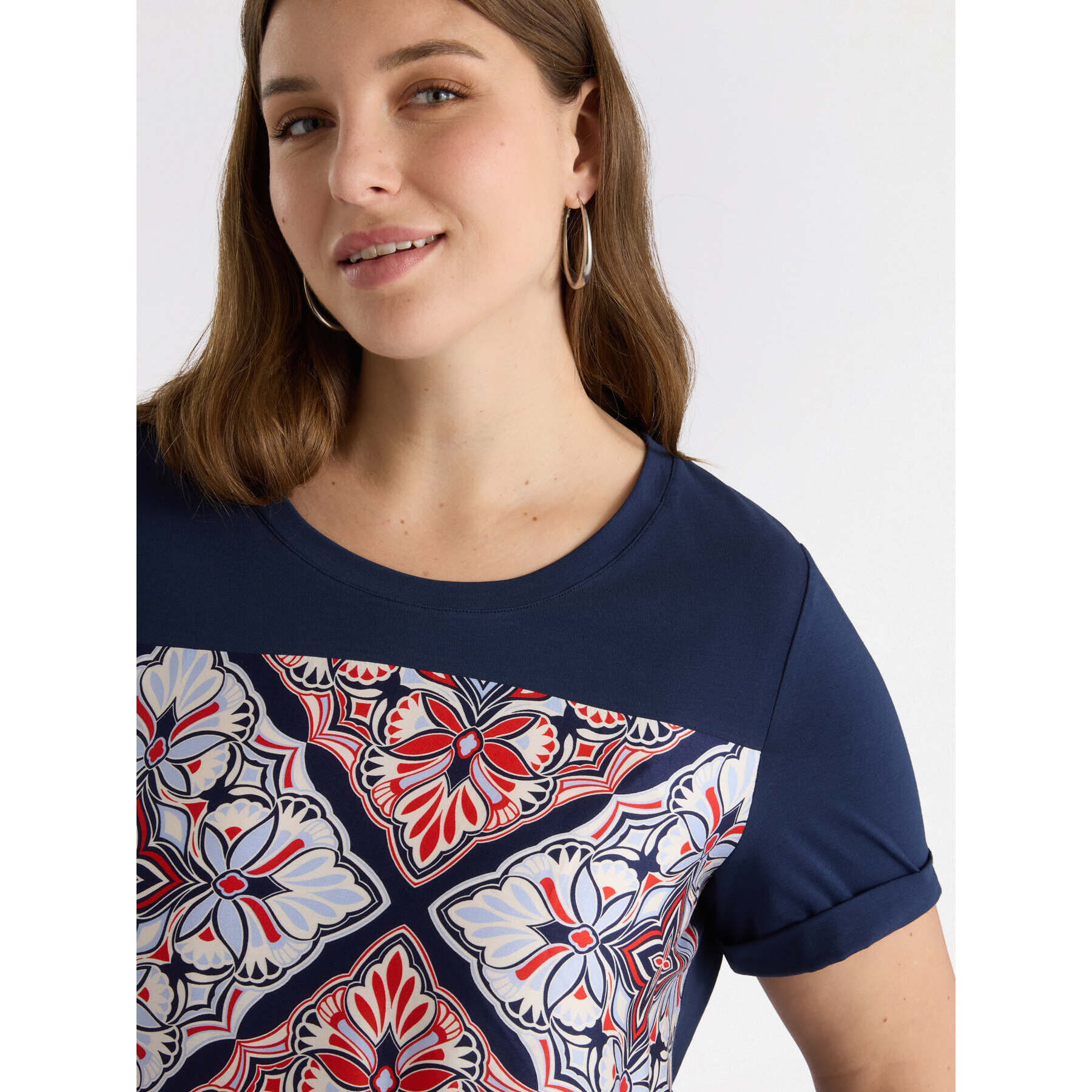 Fiorella Rubino - Camiseta con inserto estampado - Azul