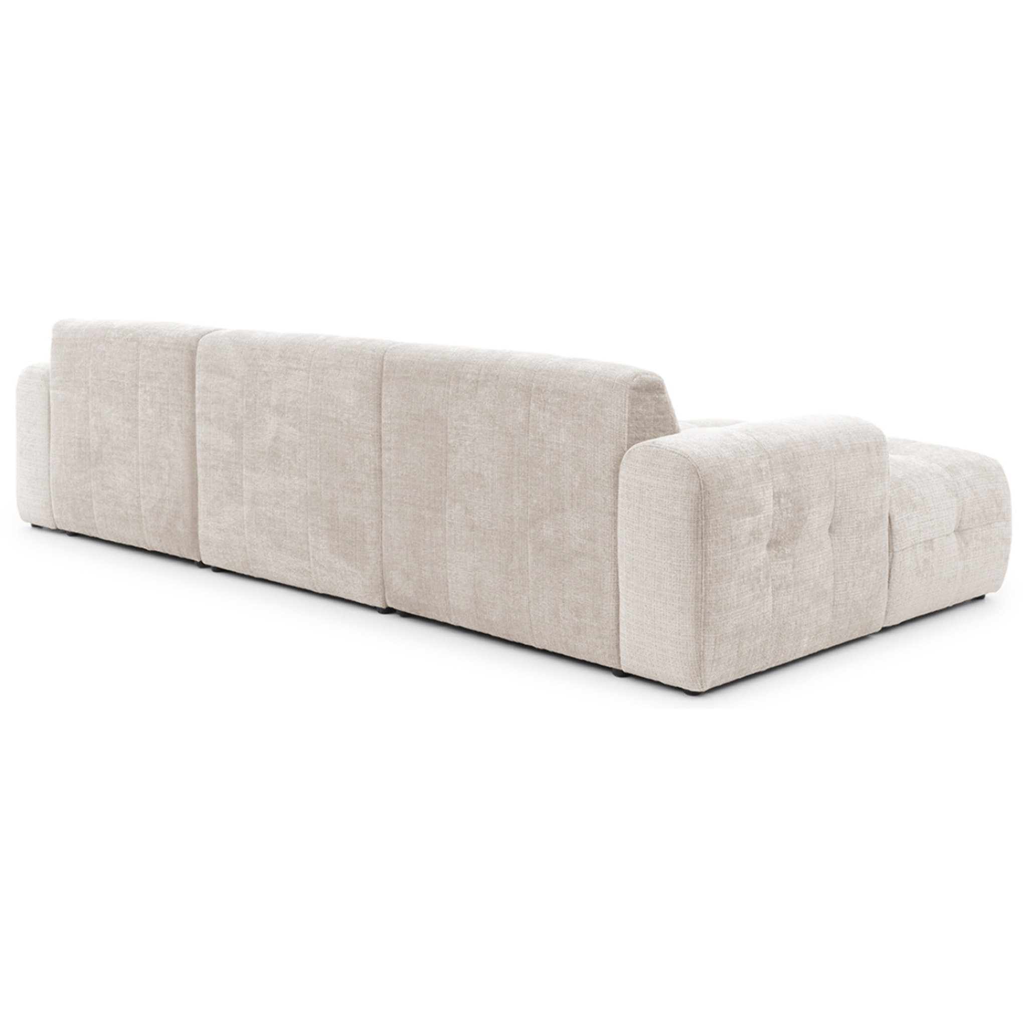 Diane - Canapé panoramique en U 6 places en velours texturé - Beige