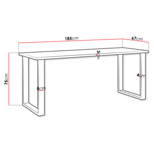 Caronal - table à manger - blanche et pieds noirs - 4 à 8 personnes - Blanc / Noir