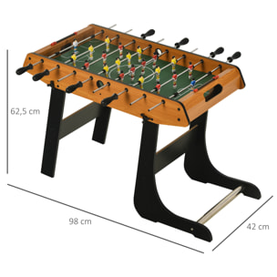 Futbolín Plegable Juego de Mesa de Fútbol con 22 Jugadores Futbolín para Niños y Adultos con 2 Marcadores 98x42x62,5 cm Natural y Negro