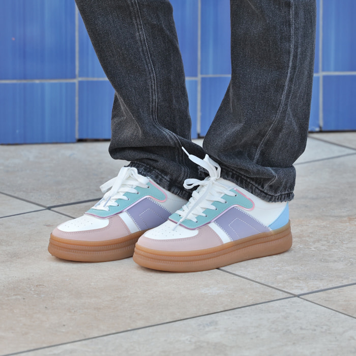 Sneakers in simil pelle multicolore