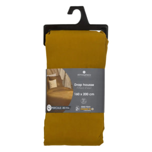 Drap-housse percale mordoré 160x200cm