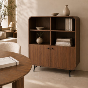 Bahut haut 2 portes effet bois marron OREE