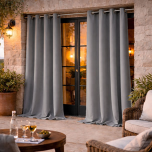 Rideau d'extérieur en tissu déperlant - Gris clair
