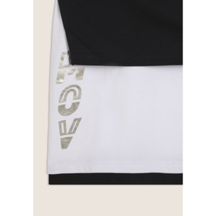 Completo t-shirt cropped e canotta con stampa perlata