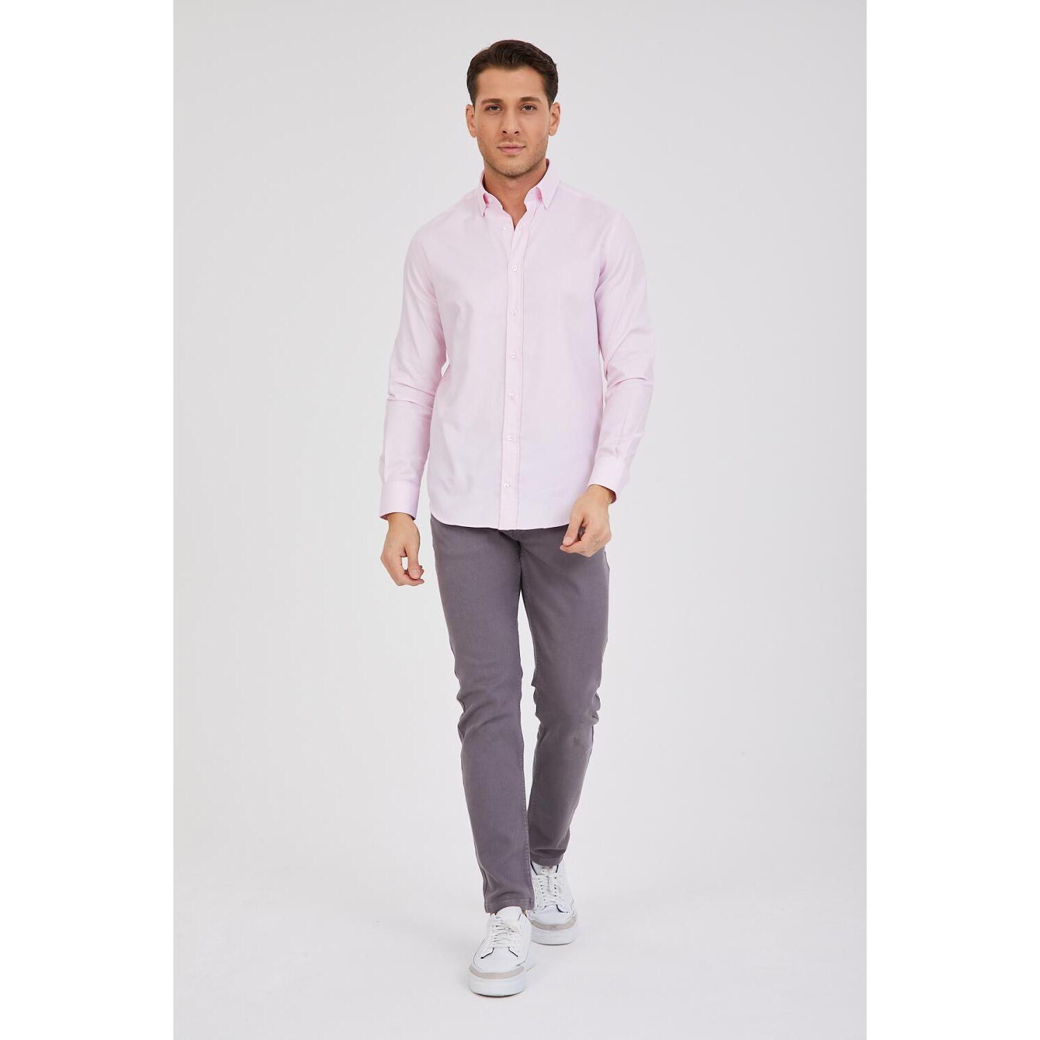 Camicia Uomo 1 Bottone Button Down Slim Oxford unito Rosa