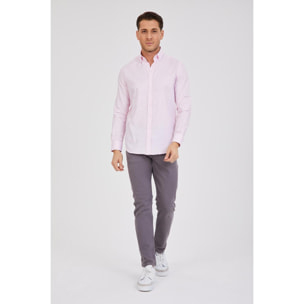 Camicia Uomo 1 Bottone Button Down Slim Oxford unito Rosa