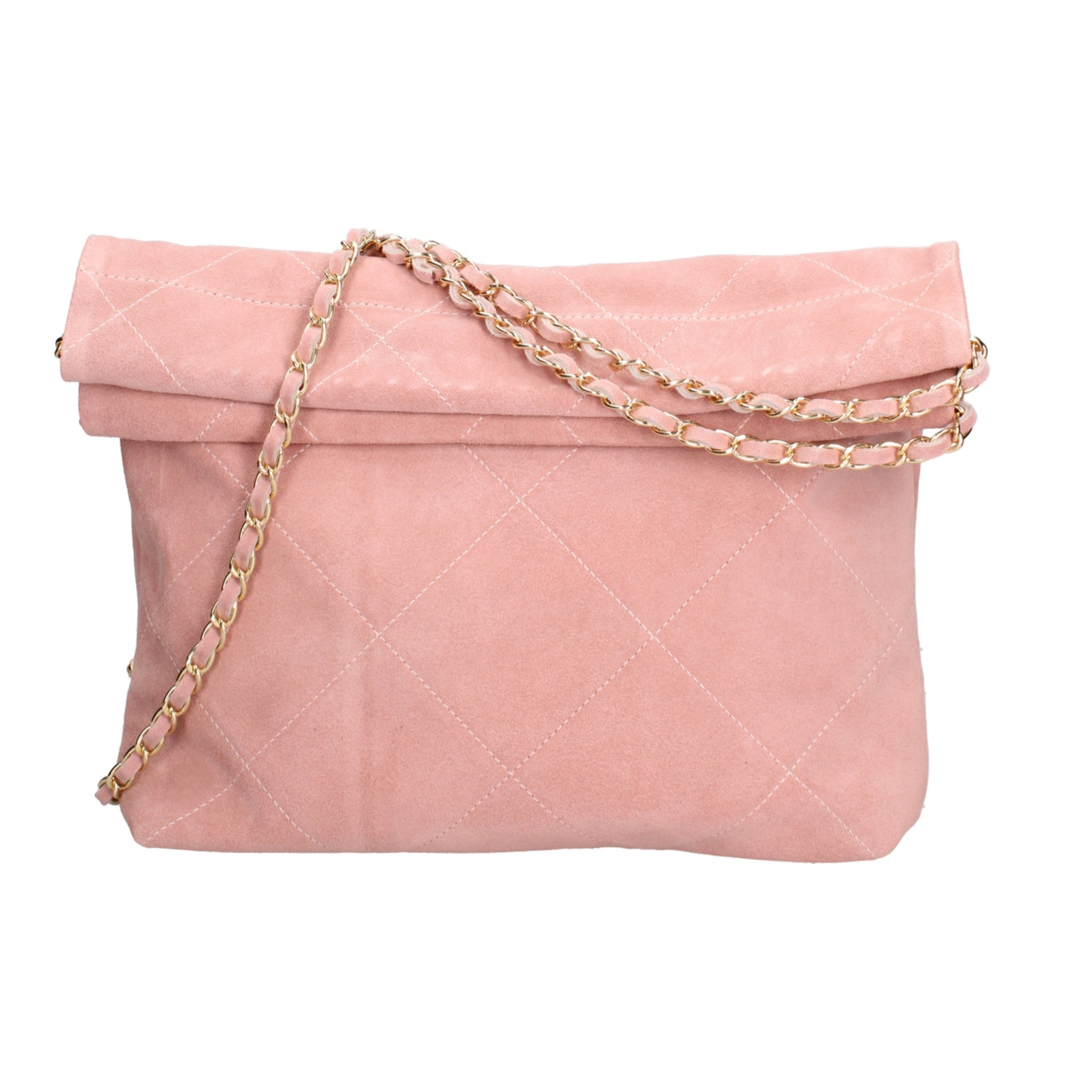 Borsa a spalla da donna Made in Italy - Modello Celeste Elite - Pelle scamosciata - 32.0 x 34.0 x 6.0 cm