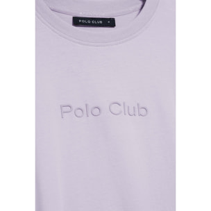 Camiseta color lavanda de manga corta y cuello redondo con logotipo Polo Club