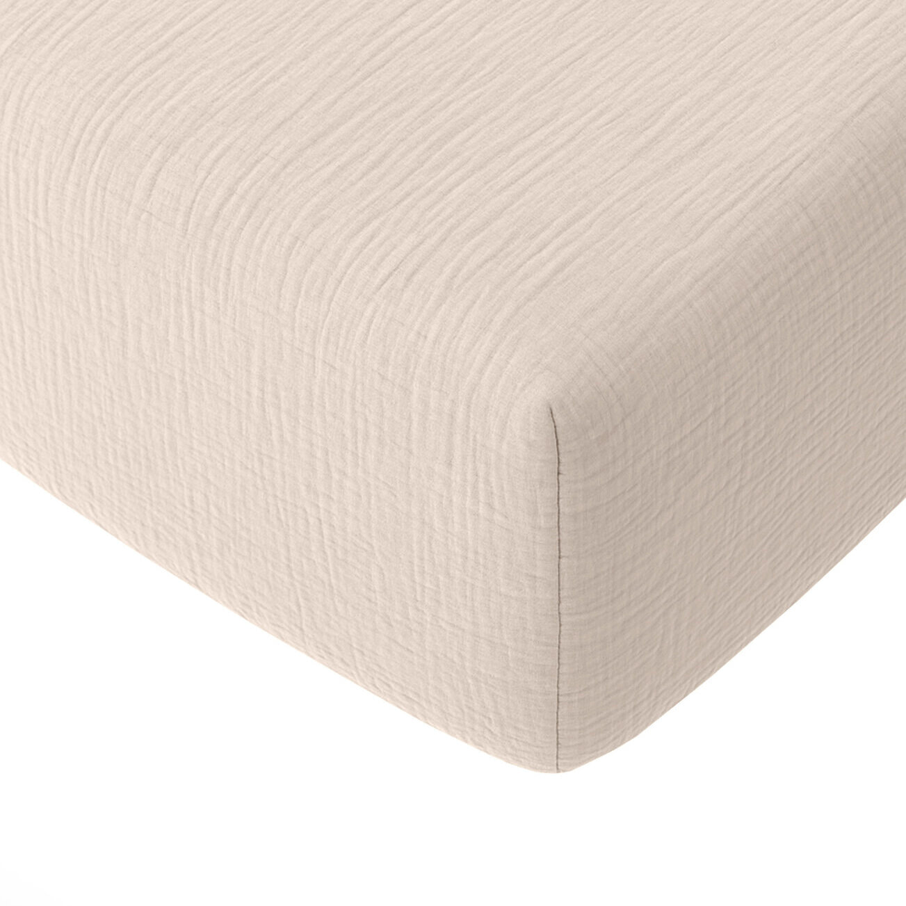 Drap housse bonnet:30cm 100% gaze de coton lavé ecru naturel