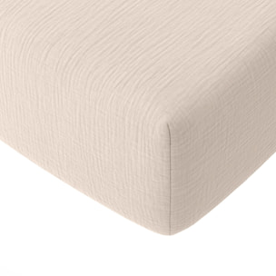 Drap housse bonnet:30cm 100% gaze de coton lavé ecru naturel