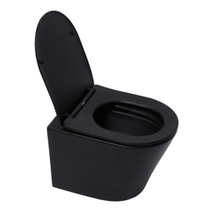 Pack WC bâti-support Geberit + WC Swiss Aqua Technologies sans bride + abattant SoftClose + plaque (SLIM-BlackInfinitio-A)