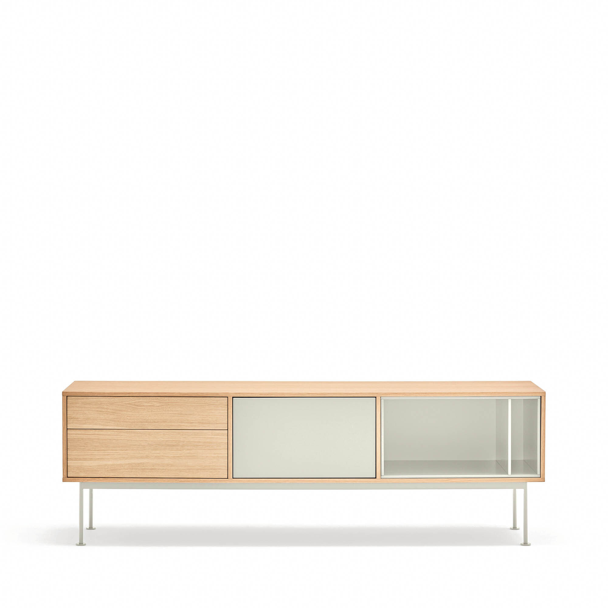 Mueble de televisión Yoko 2 cajones y 1 puerta roble y crema