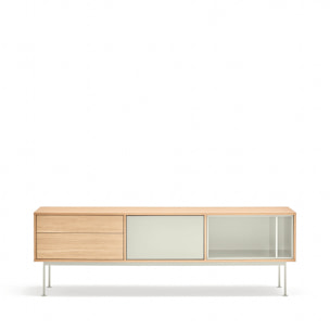 Mueble de televisión Yoko 2 cajones y 1 puerta roble y crema