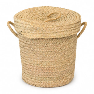 Panier chevron avec couvercle et anse - Naturel