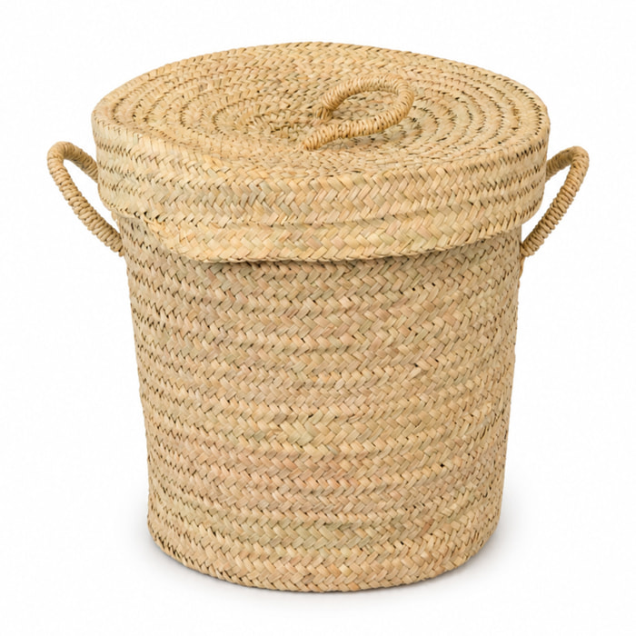 Panier chevron avec couvercle et anse - Naturel
