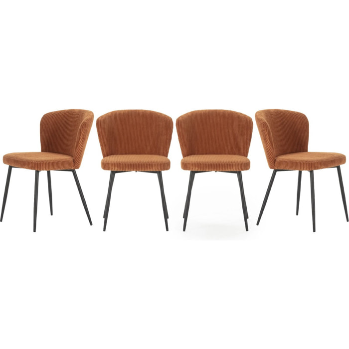 Lot de 4 chaises en velours côtelé - KLARA