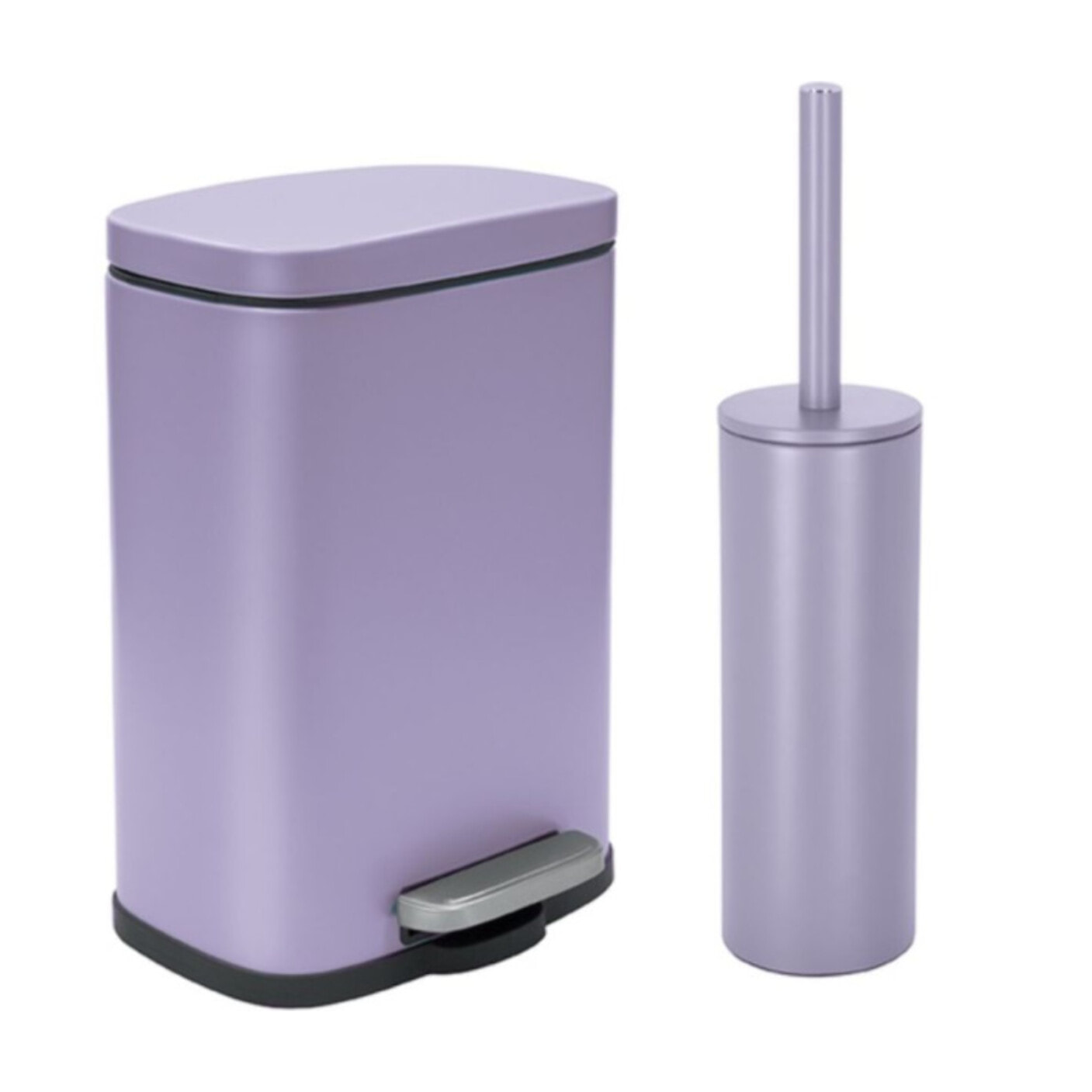 Set Poubelle à  pédale 5L & Brosse Wc AKIRA Lavande mat Spirella