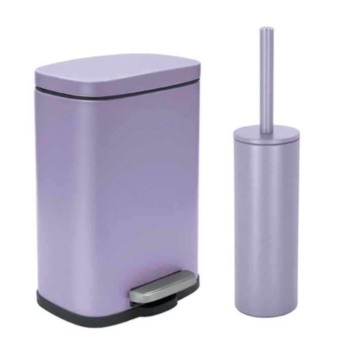 Set Poubelle à  pédale 5L & Brosse Wc AKIRA Lavande mat Spirella