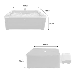 SPA rigide OSLO SAPPHIRE MSPA 6 personnes gris. 4 coussins. bâche incluse + housse thermique. hydromassages système